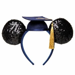 Disney Parks 2019 Graduation Tassel Hat Black Sequin Headband Ears In Hand